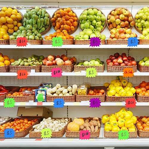 400 Pieces Yard Sale Price Stickers, Vision Board Supplies Starburst Neon Poster Decorations for Fluorescent Bulletin Board Decorations Retail Yard Garage Sale Signs (3.5 * 2.8 Inch) - Image 5