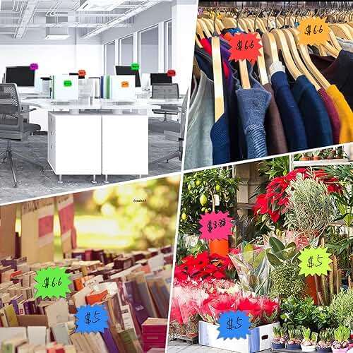 400 Pieces Yard Sale Price Stickers, Vision Board Supplies Starburst Neon Poster Decorations for Fluorescent Bulletin Board Decorations Retail Yard Garage Sale Signs (3.5 * 2.8 Inch) - Image 7