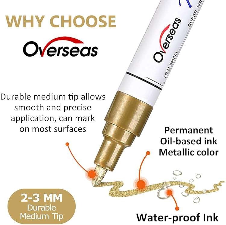 Overseas 54 Colors Paint Pens, Oil Based Assorted Colors Permanent Markers - Medium Tip, Quick Dry, Waterproof Paint Markers for Metal, Wood, Plastic, Rock, Stone, Canvas, Glass, Rubber, Leather - Image 2