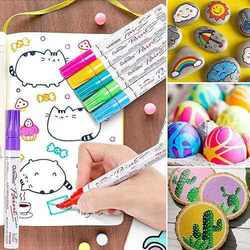 Overseas 54 Colors Paint Pens, Oil Based Assorted Colors Permanent Markers - Medium Tip, Quick Dry, Waterproof Paint Markers for Metal, Wood, Plastic, Rock, Stone, Canvas, Glass, Rubber, Leather - Image 7