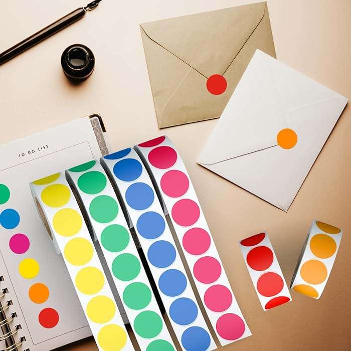 AveneMark 3000Pcs 3/4" Color Coding Labels Circle Dot Stickers,Round Yard Sale Stickers with Bright Yellow Green Red Pink Orange Blue, Garage Sale Price Tag(6 Rolls,500 Labels/Roll) - Image 9