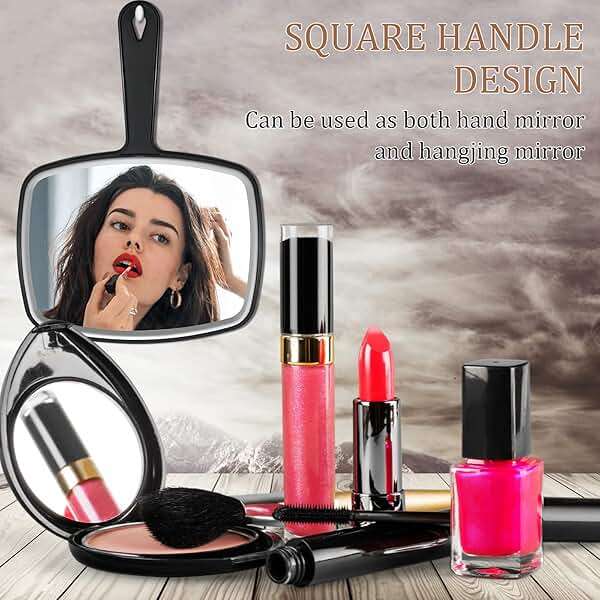 Geetery 12 Pcs Hand Held Mirrors with Handles Hand Makeup Mirrors Bulk Wall Mount for Women Cosmetic Bathroom Home Barber Salon Travel Portable Beauty School Gift, 6.69 x 9.45 Inch (Black) - Image 4
