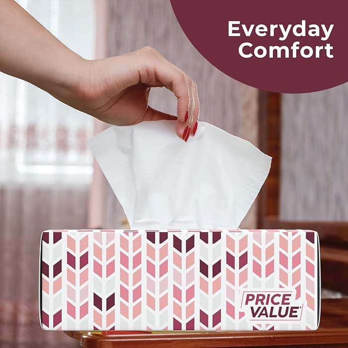 Price Value Facial Tissues, Soft Facial Tissue - 8 Boxes, 230 Sheets Per Box (1,840 Total Sheets), Gentle & Durable Tissue Boxes Bulk for Home, Office & Travel - Image 5