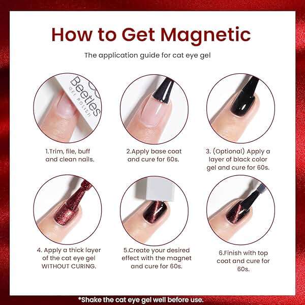 Beetles Cat Eye Gel Nail Polish Set, 6 Colors Glitter Gel Polish Kit Red Pink Shiny Brown Burgundy Purple Blue Green Magnetic Effect Sparkle Stunning Soak Off UV Manicure Gifts for Women - Image 8