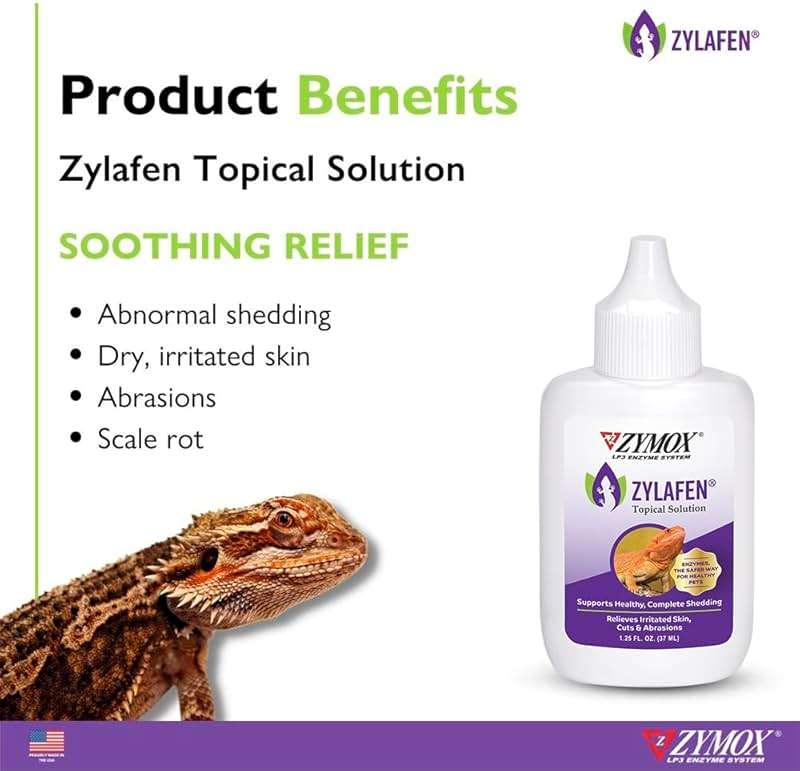 Zymox Zylafen Topical Solution for Reptiles, 1.25 oz. – Supports Healthy, Complete Shedding for Lizards, Snakes, Turtles & Frogs – Soothes Irritated Skin: Abrasions, Wounds, & Abnormal Shedding - Image 2