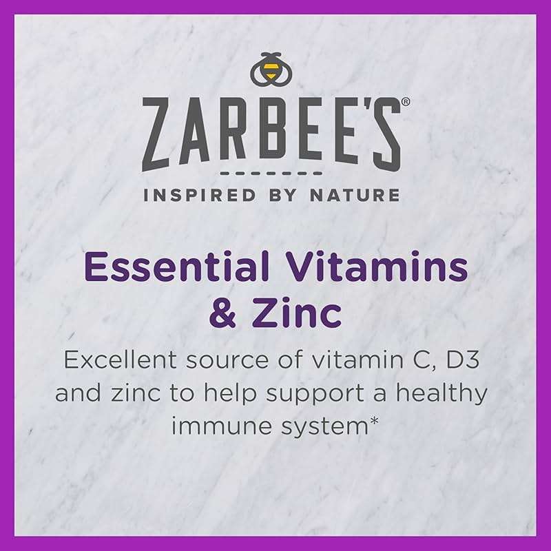 Zarbee's Kids Immune Support, Vitamin C, D & Zinc Daily Immunity Vitamins for Children 4+ Years, Natural Tropical Fruit Flavor, 28 Chewable Tablets - Image 2