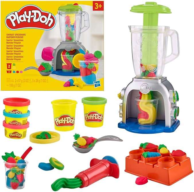 Play Doh Swirlin' Smoothies Toy Blender Playset, Play Kitchen Appliances, Kids Arts and Crafts Toys for 3 Year Old Girls and Boys and Up - Image 1