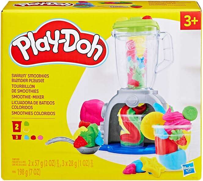 Play Doh Swirlin' Smoothies Toy Blender Playset, Play Kitchen Appliances, Kids Arts and Crafts Toys for 3 Year Old Girls and Boys and Up - Image 3