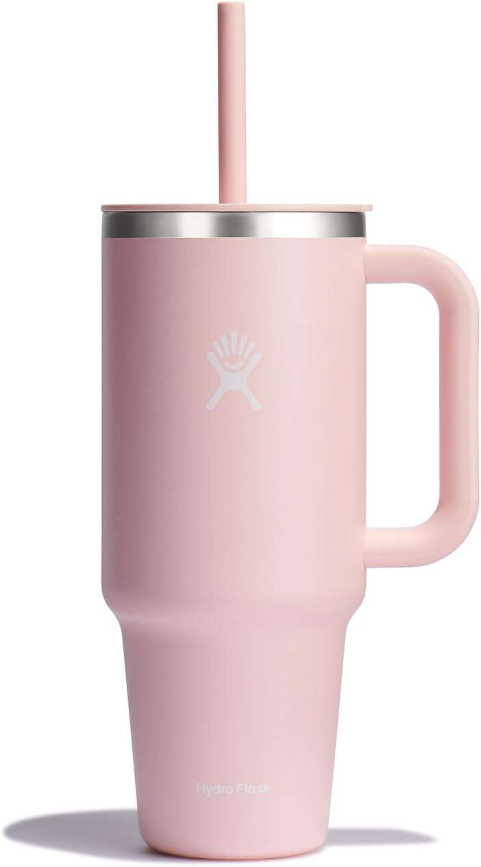 Hydro Flask Travel Tumbler with Handle, Lid and Straw - Insulated Stainless Steel in 40 Oz Trillium - Image 1