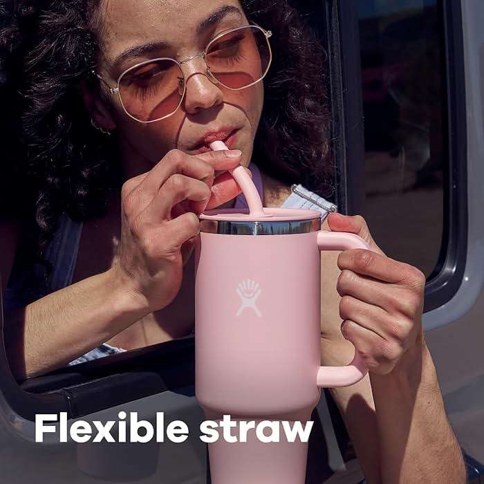 Hydro Flask Travel Tumbler with Handle, Lid and Straw - Insulated Stainless Steel in 40 Oz Trillium - Image 2
