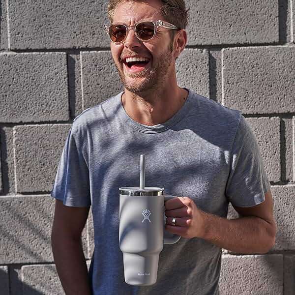 Hydro Flask Travel Tumbler with Handle, Lid and Straw - Insulated Stainless Steel in 40 Oz Trillium - Image 11