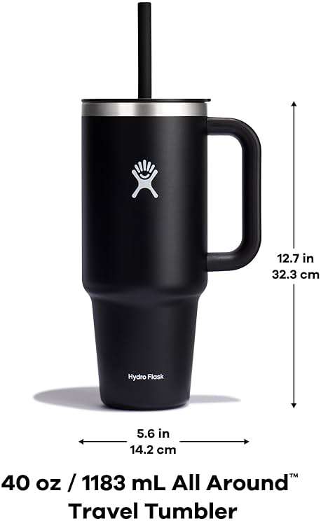 Hydro Flask Travel Tumbler with Handle, Lid and Straw - Insulated Stainless Steel in 40 Oz Trillium - Image 3