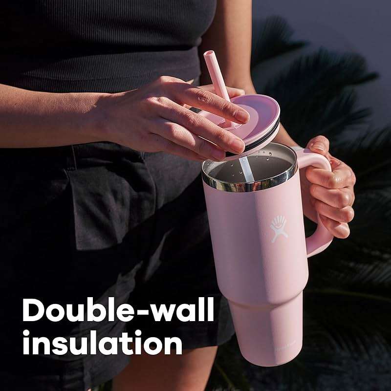 Hydro Flask Travel Tumbler with Handle, Lid and Straw - Insulated Stainless Steel in 40 Oz Trillium - Image 8