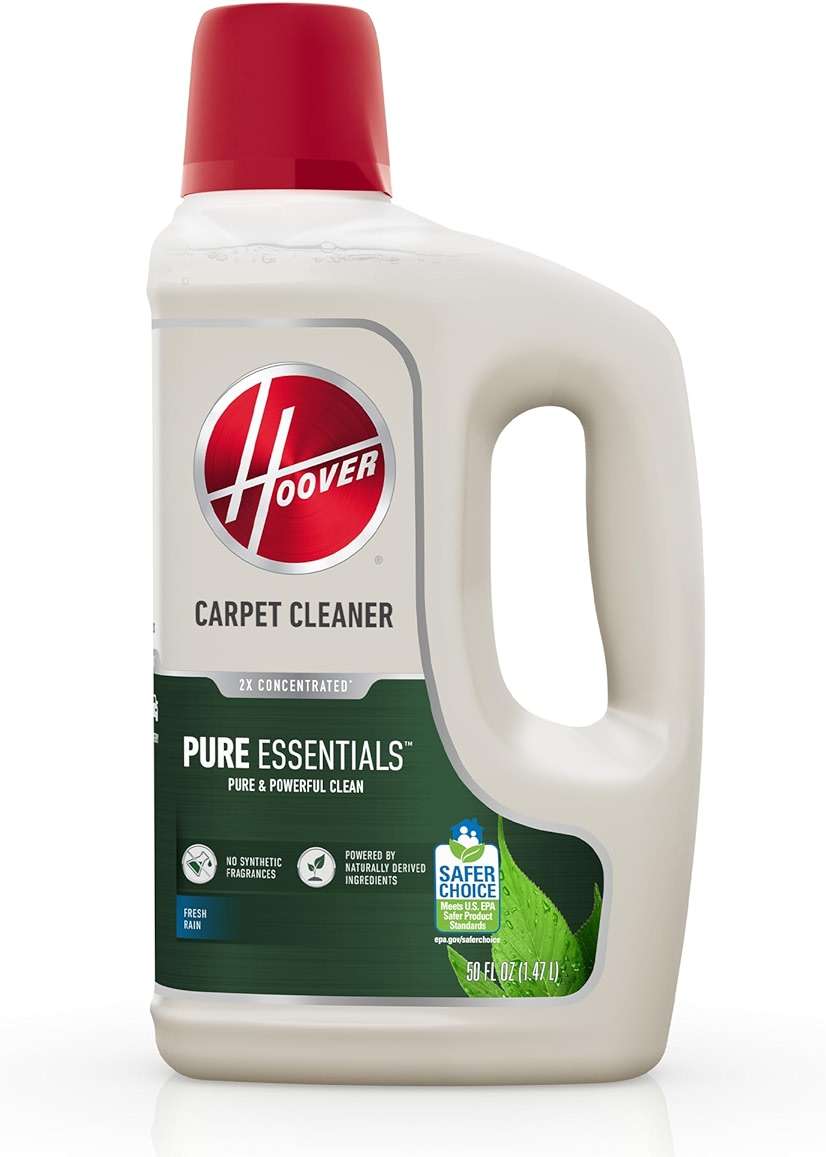 Hoover Pure Essentials Carpet Cleaner Solution, 50 oz., Fresh Rain Scent, Natural Plant Based Formula, Deep Cleaning Carpet Shampoo Solution, Pair with Hoover Carpet Cleaner Machine - Image 1