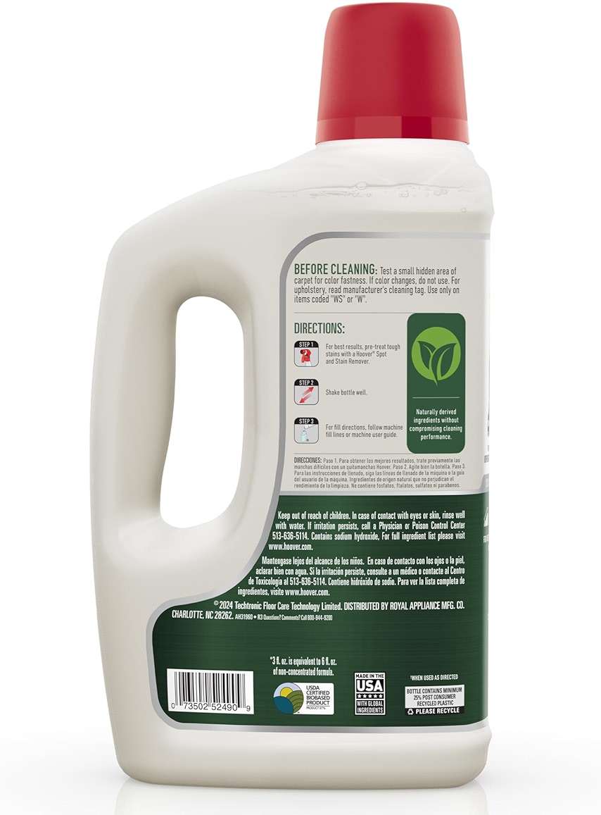 Hoover Pure Essentials Carpet Cleaner Solution, 50 oz., Fresh Rain Scent, Natural Plant Based Formula, Deep Cleaning Carpet Shampoo Solution, Pair with Hoover Carpet Cleaner Machine - Image 3