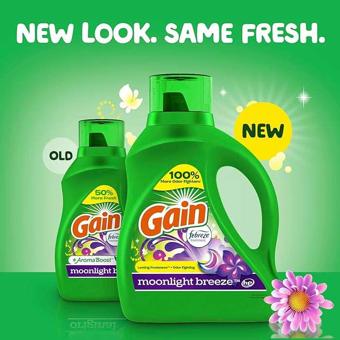 Gain Liquid Laundry Detergent with Odor Defense, Moonlight Breeze Scent, Laundry Soap For HE Washing Machines, 132 fl oz, 100 Loads (Packaging May Vary) - Image 3