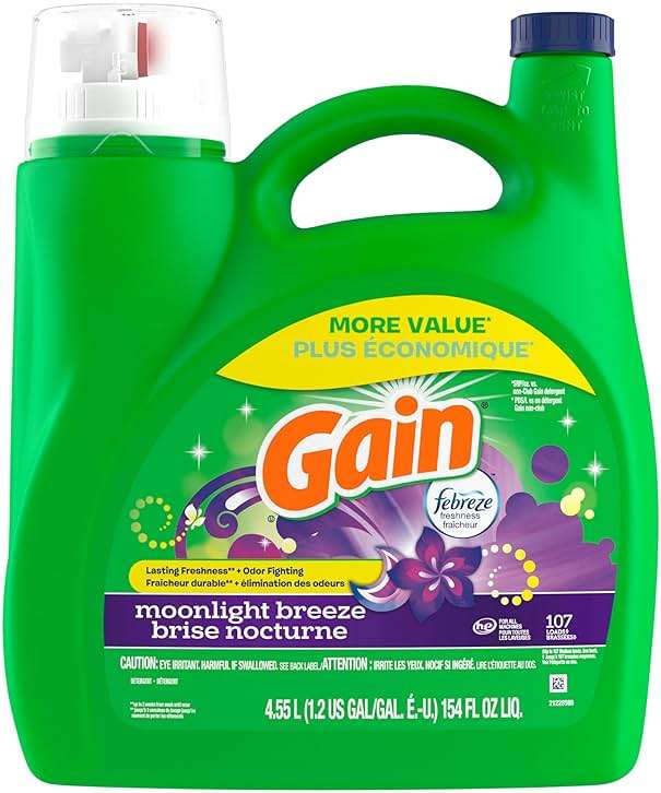 Gain Liquid Laundry Detergent with Odor Defense, Moonlight Breeze Scent, Laundry Soap For HE Washing Machines, 132 fl oz, 100 Loads (Packaging May Vary) - Image 12