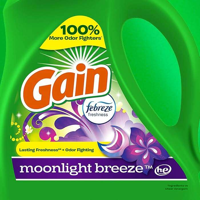 Gain Liquid Laundry Detergent with Odor Defense, Moonlight Breeze Scent, Laundry Soap For HE Washing Machines, 132 fl oz, 100 Loads (Packaging May Vary) - Image 11