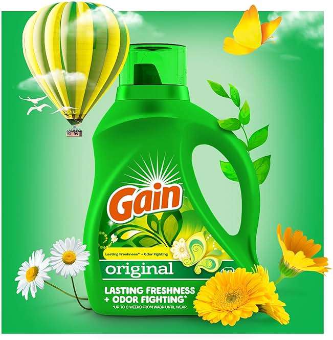 Gain Liquid Laundry Detergent, Original Scent, 154 fl oz, 107 loads, Freshness + Odor Fighting, High efficiency washing machine iquid cleaning soap - Image 4