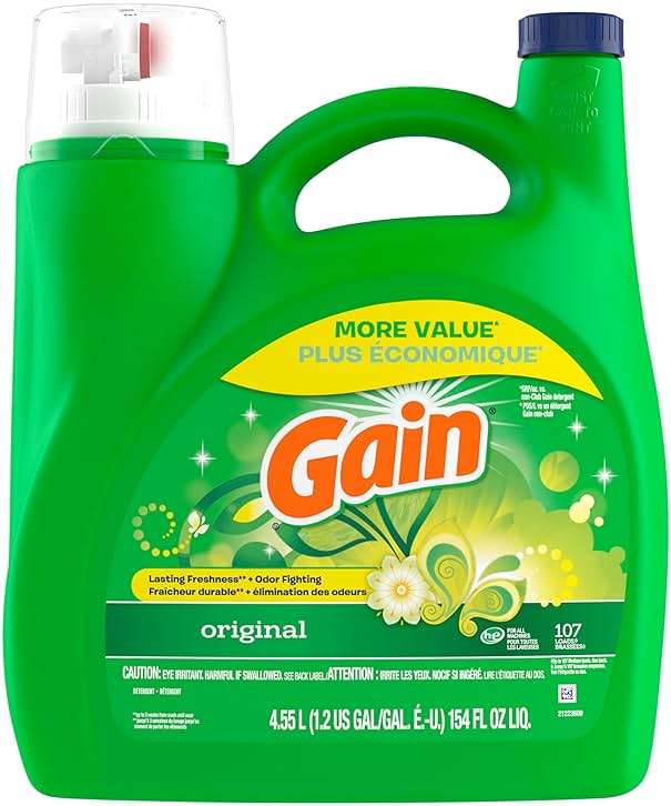 Gain Liquid Laundry Detergent, Original Scent, 154 fl oz, 107 loads, Freshness + Odor Fighting, High efficiency washing machine iquid cleaning soap - Image 7