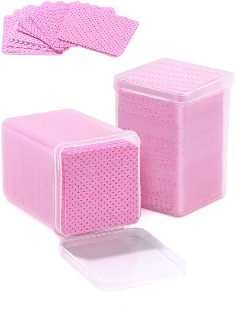 TEOYALL Lint Free Nail Wipes, 400 PCS Non-Woven Fabric Nail Cleaning Pads Pink Lash Extensions Glue Cleaning Wipes Salon Supplies - Image 1