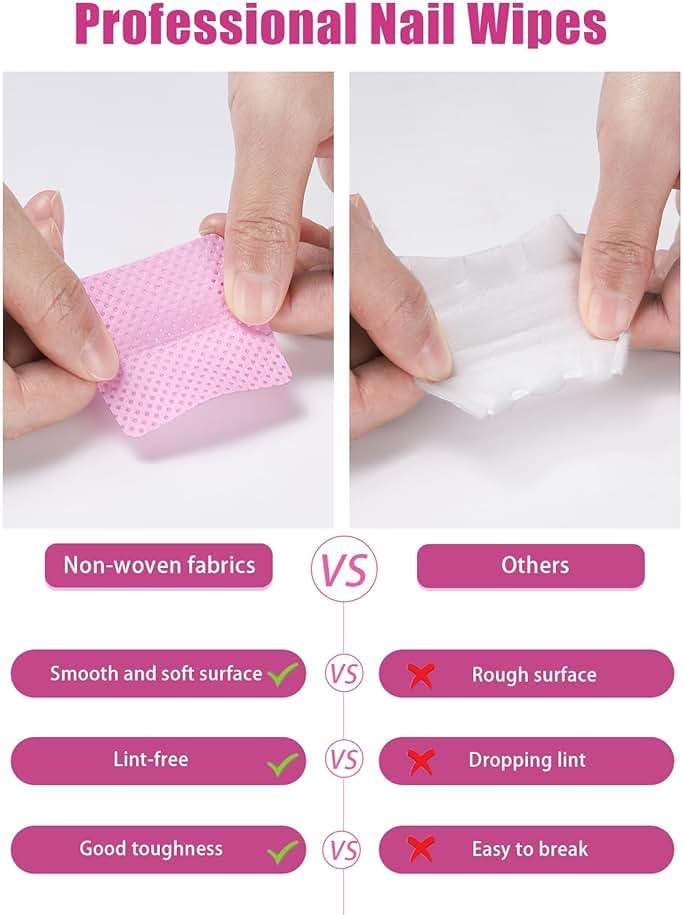 TEOYALL Lint Free Nail Wipes, 400 PCS Non-Woven Fabric Nail Cleaning Pads Pink Lash Extensions Glue Cleaning Wipes Salon Supplies - Image 3