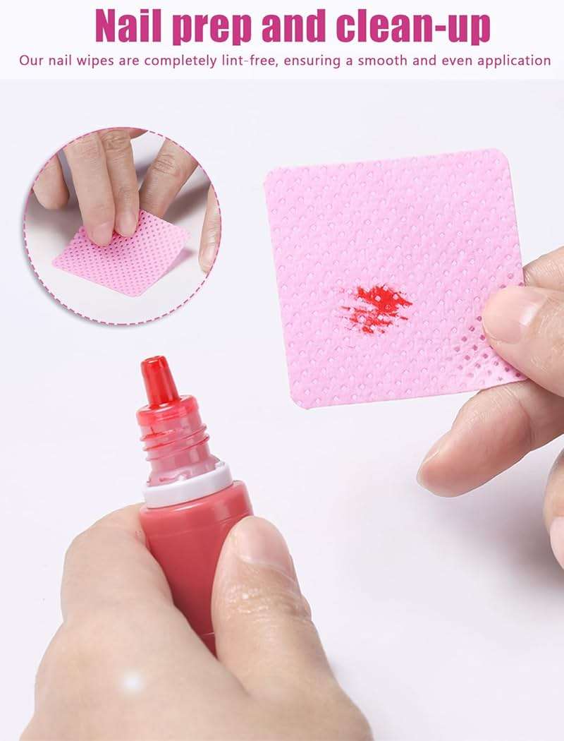 TEOYALL Lint Free Nail Wipes, 400 PCS Non-Woven Fabric Nail Cleaning Pads Pink Lash Extensions Glue Cleaning Wipes Salon Supplies - Image 4