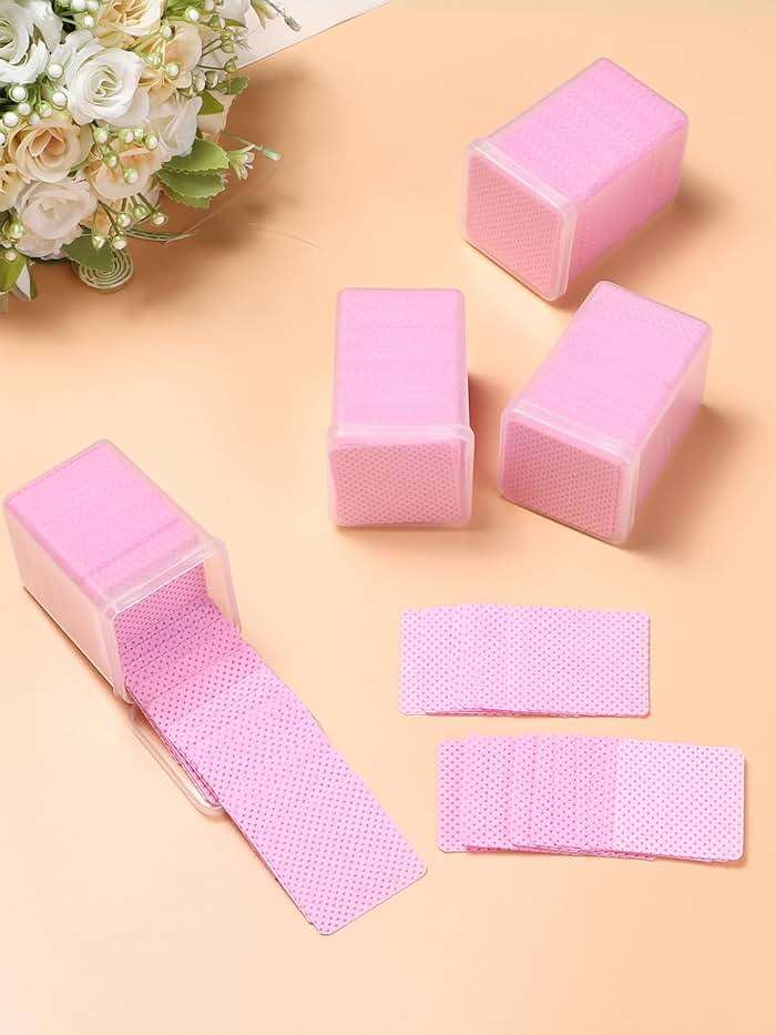 TEOYALL Lint Free Nail Wipes, 400 PCS Non-Woven Fabric Nail Cleaning Pads Pink Lash Extensions Glue Cleaning Wipes Salon Supplies - Image 6