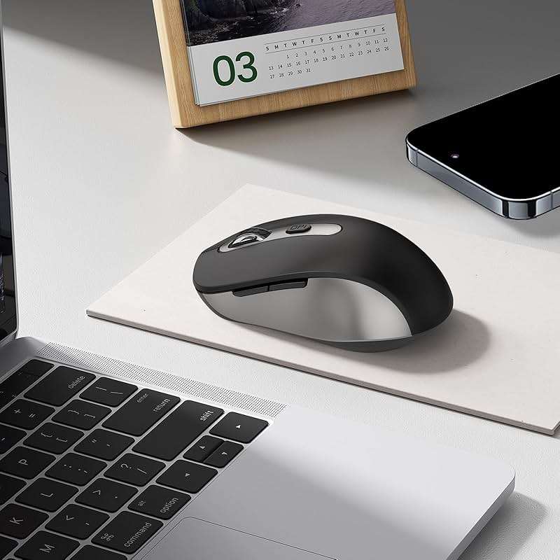 Wireless Mouse for Laptop, PC, Chromebook, Mac, MacBook, Silent Wireless Mouse with USB Nano Receiver, Side Button, 2400 DPI, Anti Slip Roller, 6 Button Ergonomics Cordless Computer Mice - Black Gray - Image 8