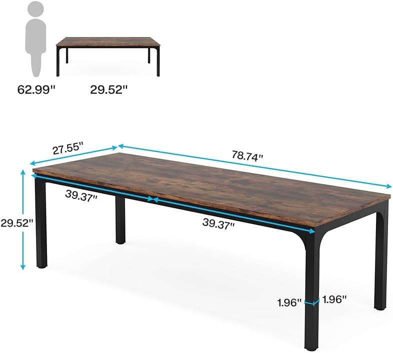 Tribesigns 78.7 Inches Extra Long Computer Desk 2 Person Desk, Double Long Desk, Workstaion for Home Office, Brown+Black - Image 2