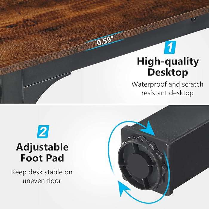 Tribesigns 78.7 Inches Extra Long Computer Desk 2 Person Desk, Double Long Desk, Workstaion for Home Office, Brown+Black - Image 7