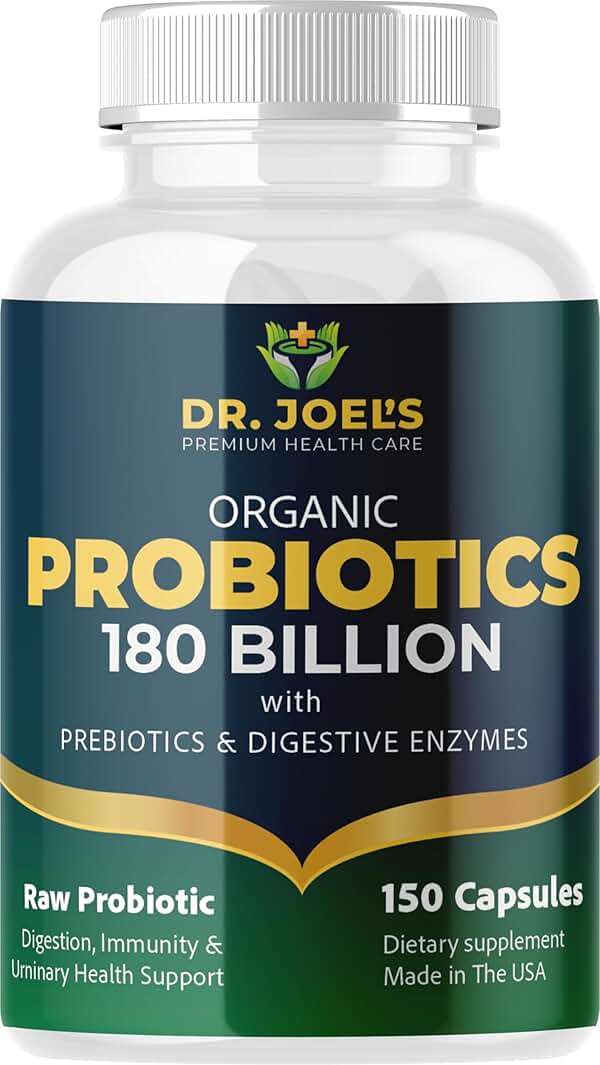 Organic Probiotics 180 Billion CFU - 40 Strains Vegan Probiotics + Prebiotics + Digestive Enzymes - Gut & Immune Health - 100% Pure, Maximum Potency & Shelf Stable - Made in the USA - Image 1