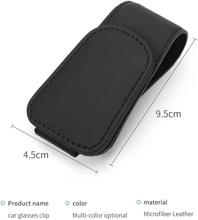 CHOSMOYI Magnetic Leather Sunglass Holder for Car, Sunglasses Clip for Car Visor, Auto Interior Accessories Universal for Different Size Eyeglasses (Black) - Image 2