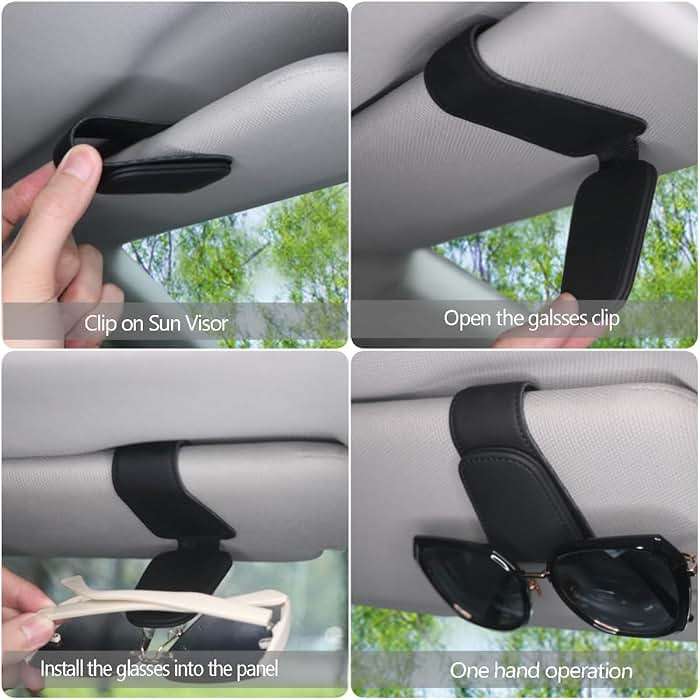 CHOSMOYI Magnetic Leather Sunglass Holder for Car, Sunglasses Clip for Car Visor, Auto Interior Accessories Universal for Different Size Eyeglasses (Black) - Image 5