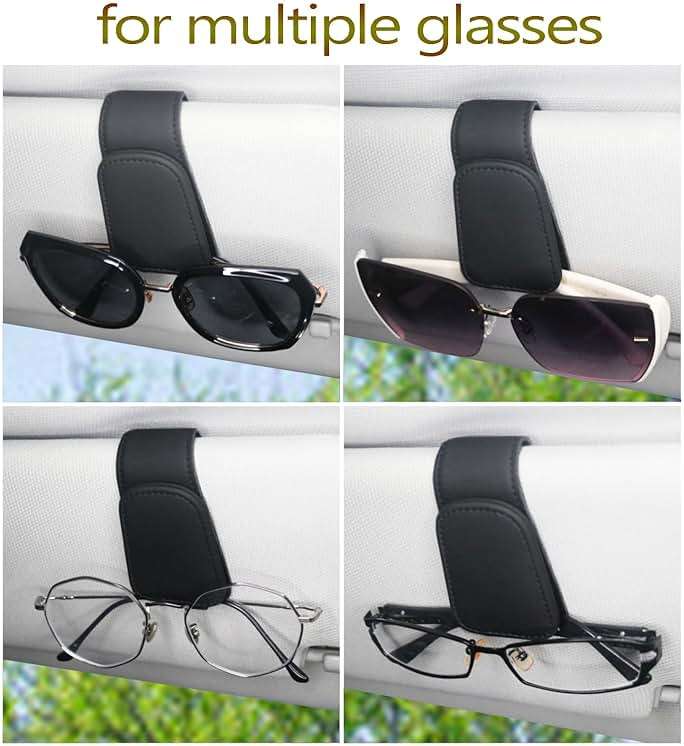 CHOSMOYI Magnetic Leather Sunglass Holder for Car, Sunglasses Clip for Car Visor, Auto Interior Accessories Universal for Different Size Eyeglasses (Black) - Image 6