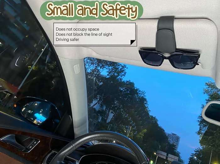 CHOSMOYI Magnetic Leather Sunglass Holder for Car, Sunglasses Clip for Car Visor, Auto Interior Accessories Universal for Different Size Eyeglasses (Black) - Image 7