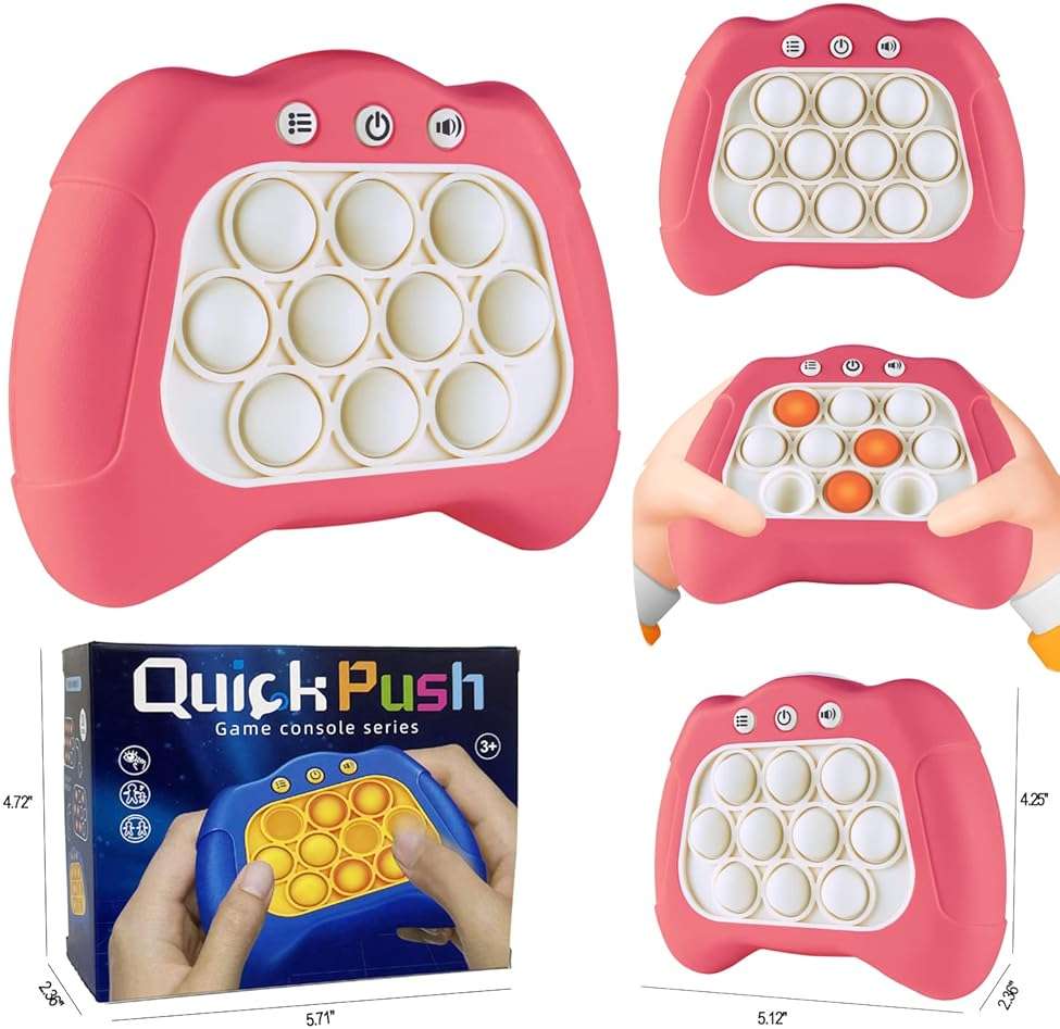 Intoypad Pop The Target! Handheld Speed Push Game Machine: A Fun Multiplayer Game for Family. Sensory Fidget Toy Christmas Toys Gifts for 6 7 8 9 10 11 12 Years Old Kids Road Trip Car Games Kids Pink - Image 3