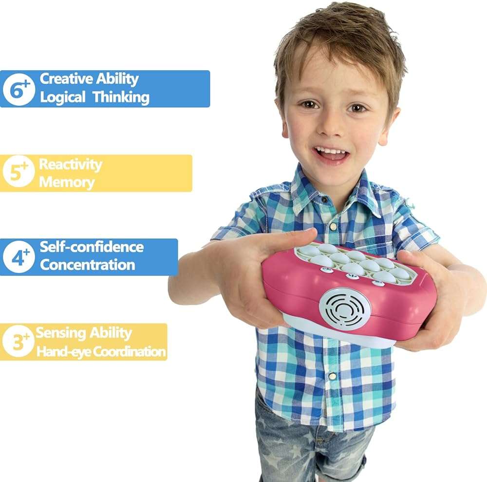 Intoypad Pop The Target! Handheld Speed Push Game Machine: A Fun Multiplayer Game for Family. Sensory Fidget Toy Christmas Toys Gifts for 6 7 8 9 10 11 12 Years Old Kids Road Trip Car Games Kids Pink - Image 4