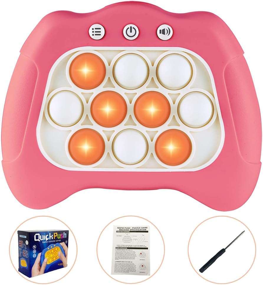 Intoypad Pop The Target! Handheld Speed Push Game Machine: A Fun Multiplayer Game for Family. Sensory Fidget Toy Christmas Toys Gifts for 6 7 8 9 10 11 12 Years Old Kids Road Trip Car Games Kids Pink - Image 5