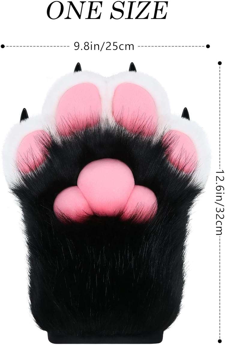 BNLIDES Cosplay Fursuit Paw Gloves Furry Claw Gloves Built-in Whistle Decompression Toys Costume Party Accessories for Adult - Image 4
