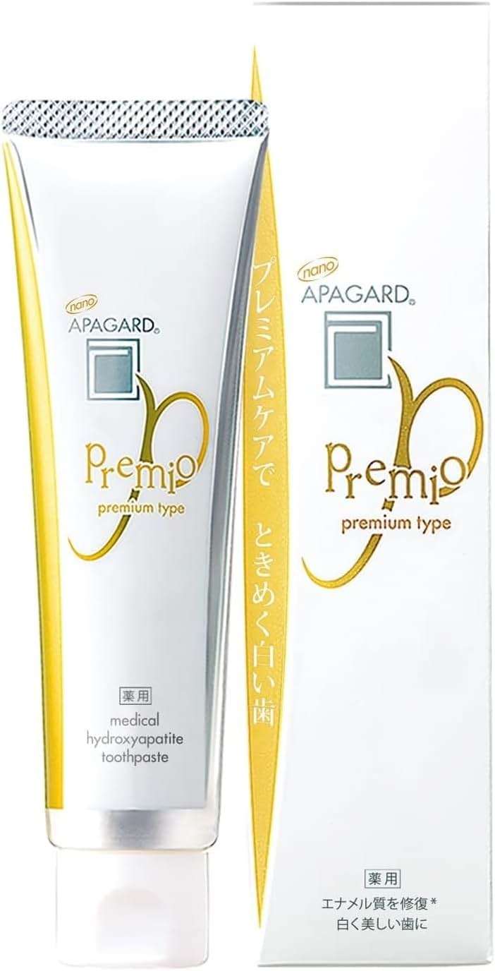 APAGARD® PREMIO, Sangi's Nano-Hydroxyapatite Toothpaste for Naturally Whiter Teeth, No Fluoride, For family use, 105g / 3.7 Oz, Double Mint, Pack of 2 - Image 1