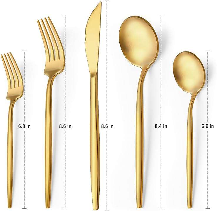 30-Piece Gold Silverware Set, Flatware Set for 6, Food-Grade Stainless Steel Cutlery Set, Includes Spoons Forks Knives, Kitchen Cutlery for Home Office Restaurant Hotel - Image 2
