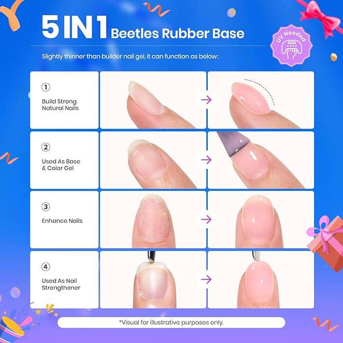 Beetles Rubber Base Builder Nail Gel - White Nude Pink Glitter French Tip Base Color Gel Polish Set for Manicure Strengthener Long Lasting Soak Off U V LED Nail Art - Image 4
