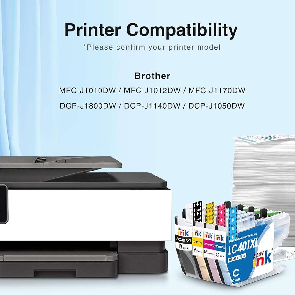 LC401XL LC401 Ink Cartridges Replacement for Brother Ink Cartridges LC401 XL Compatible for Brother MFC-J1010DW MFC-J1170DW MFC-J1012DW MFC-J1800DW Printer(Black Cyan Magenta Yellow, 4 Pack) - Image 2