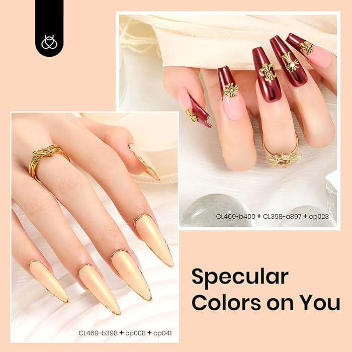 Beetles 20 Colors Metallic Chrome Nail Powder Kit 24Pcs Pearl Chrome Nails Powder Glitter Gold Silver Mirror Nail Art with Base Top Coat & Decoration Sealing Black Gel Nails Polish Gifts for Women - Image 4