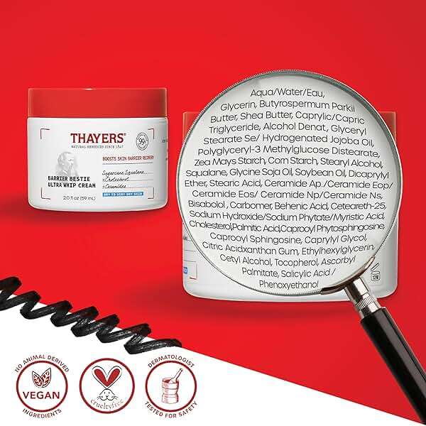 THAYERS Barrier Bestie Ultra Whip Face Cream, Moisturizer with Sugarcane Squalane and Ceramides, Skin Care for Dry to Very Dry Skin, 2.0 Oz - Image 6