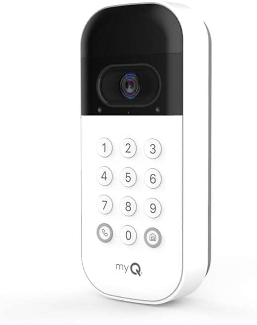 myQ Smart Garage Door Video Keypad with Wide-Angle Camera,Customizable PIN Codes,and Smartphone Control–Take Charge of Your Garage Access Works with Chamberlain, LiftMaster and Craftsman openers,White - Image 1