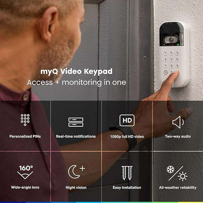 myQ Smart Garage Door Video Keypad with Wide-Angle Camera,Customizable PIN Codes,and Smartphone Control–Take Charge of Your Garage Access Works with Chamberlain, LiftMaster and Craftsman openers,White - Image 2