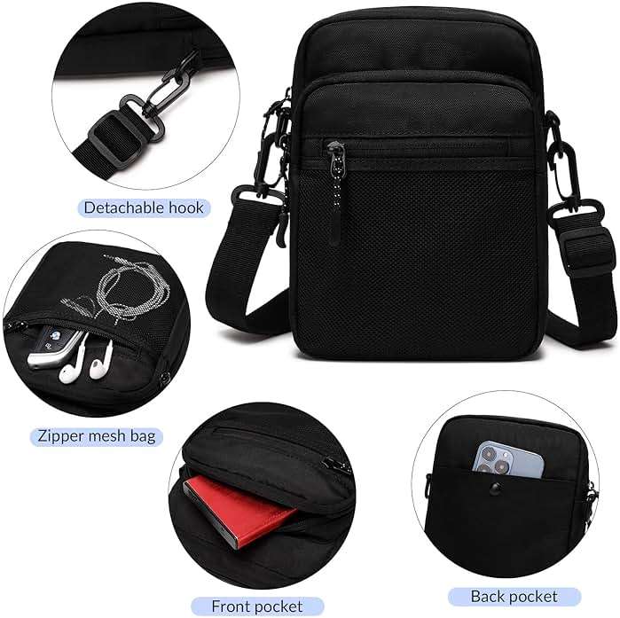 Lohol Small Messenger Bag for Men Women, Water Resistant Adjustable Crossbody Sling bag Purse for Travel Sports - Image 5