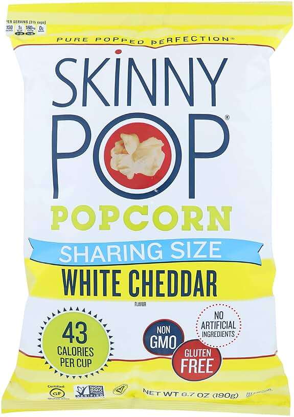 Skinny Pop White Cheddar Sharing Size Popcorn, Gluten Free, 6.7 Ounces (Pack Of 3) - Image 1
